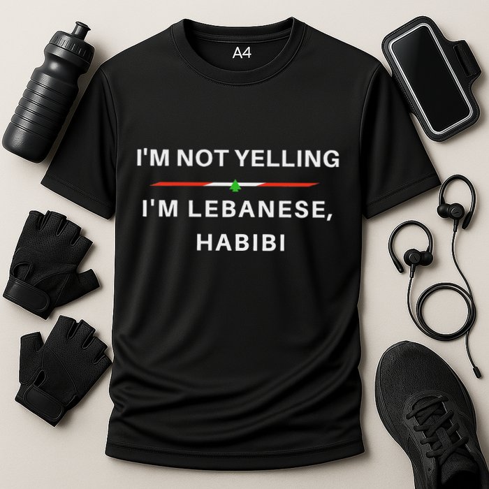 IM Not Yelling IM Lebanese Habibi Funny Arabic Cooling Performance Crew T-Shirt