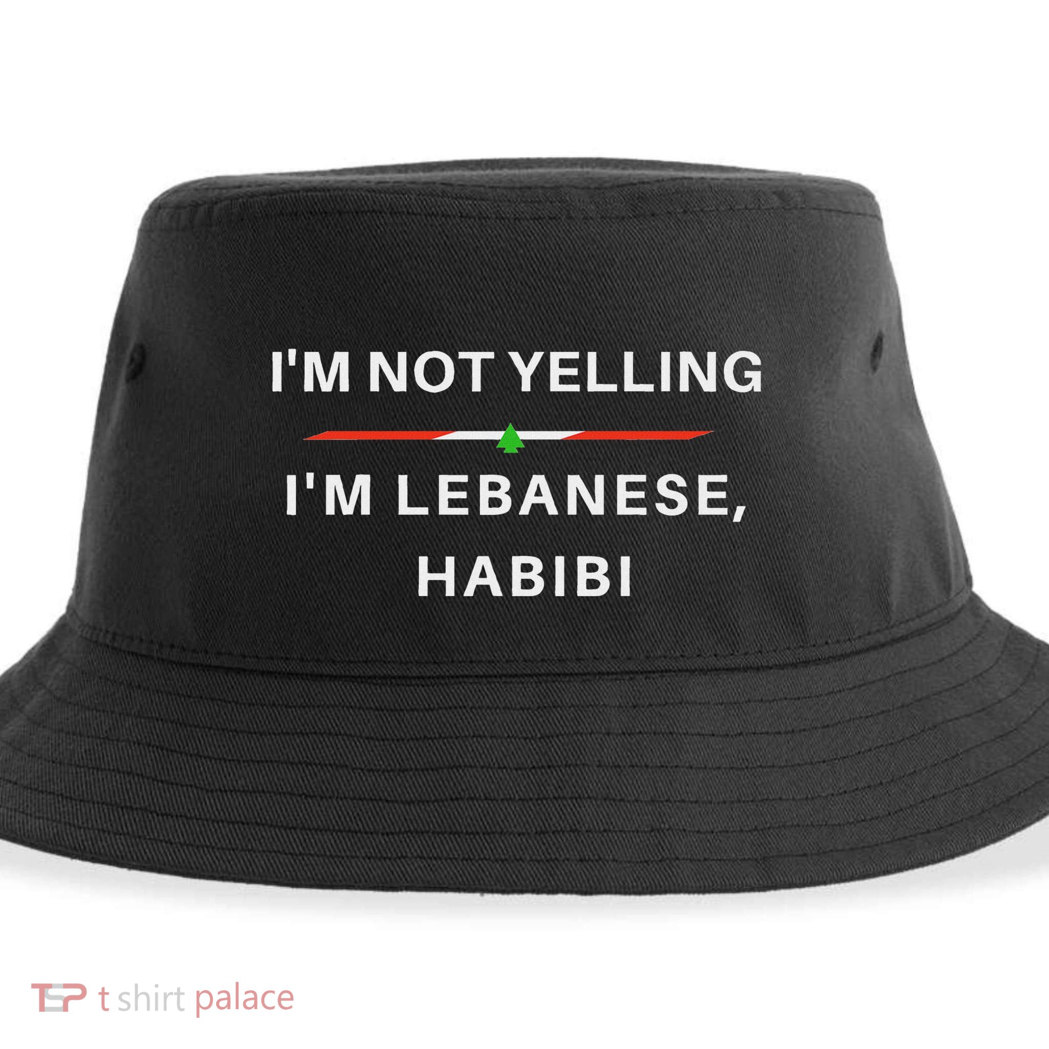 IM Not Yelling IM Lebanese Habibi Funny Arabic Sustainable Bucket Hat