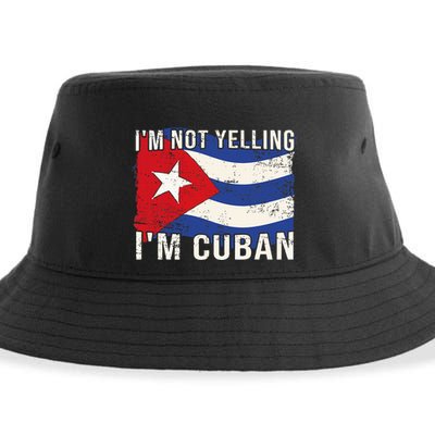 IM Not Yelling IM Cuban Heritage Cuba Flag Funny Quote Sustainable Bucket Hat