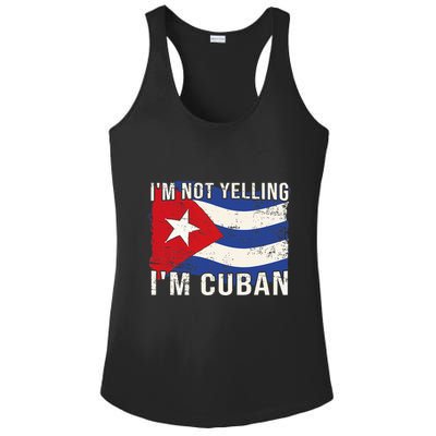 IM Not Yelling IM Cuban Heritage Cuba Flag Funny Quote Ladies PosiCharge Competitor Racerback Tank