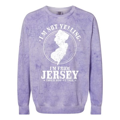 Im Not Yelling Im From New Jersey Funny State Map Pride Colorblast Crewneck Sweatshirt