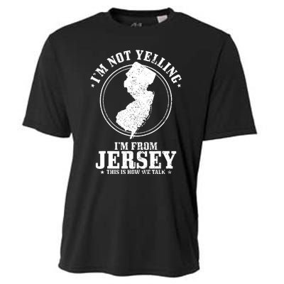 Im Not Yelling Im From New Jersey Funny State Map Pride Cooling Performance Crew T-Shirt