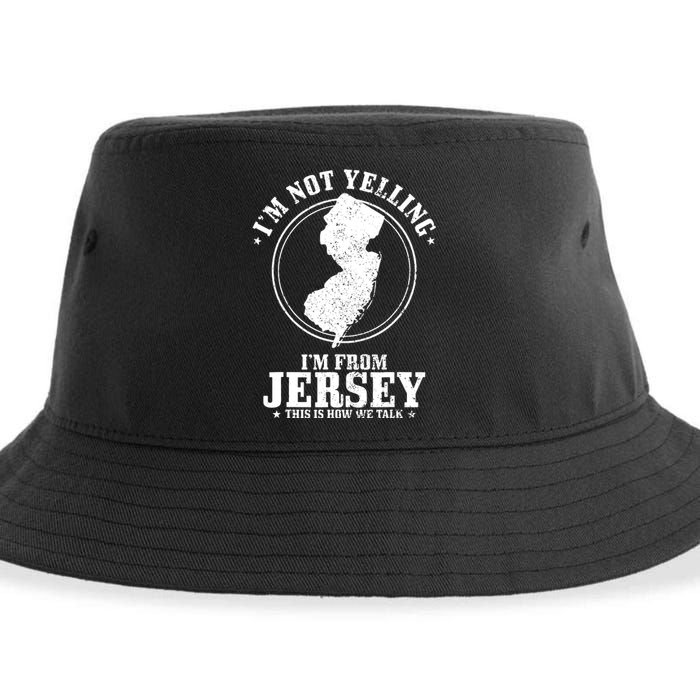 Im Not Yelling Im From New Jersey Funny State Map Pride Sustainable Bucket Hat