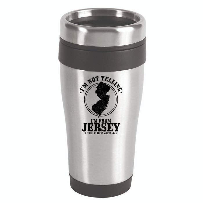 Im Not Yelling Im From New Jersey Funny State Map Pride 16oz Travel Tumbler