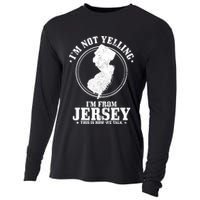 Im Not Yelling Im From New Jersey Funny State Map Pride Cooling Performance Long Sleeve Crew