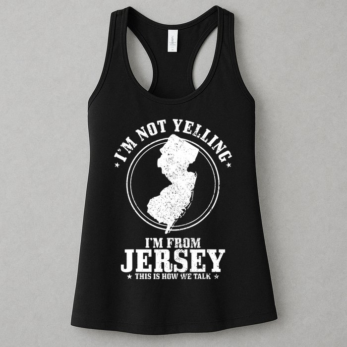 Im Not Yelling Im From New Jersey Funny State Map Pride Womens Tank Top