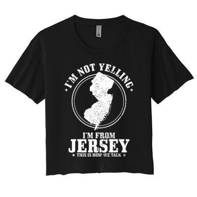 Im Not Yelling Im From New Jersey Funny State Map Pride Crop Top