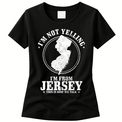 Im Not Yelling Im From New Jersey Funny State Map Pride Womens T-Shirt