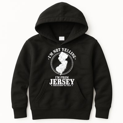 Im Not Yelling Im From New Jersey Funny State Map Pride Kids Hoodie