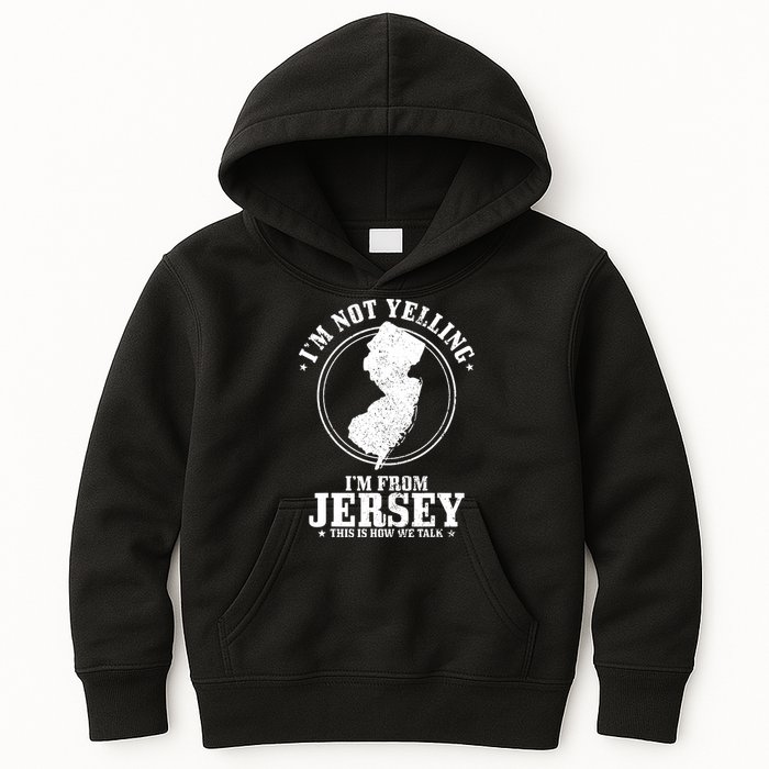 Im Not Yelling Im From New Jersey Funny State Map Pride Kids Hoodie