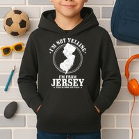 Im Not Yelling Im From New Jersey Funny State Map Pride Kids Hoodie