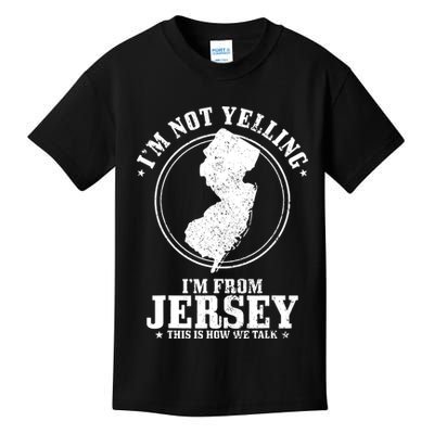 Im Not Yelling Im From New Jersey Funny State Map Pride Kids T-Shirt