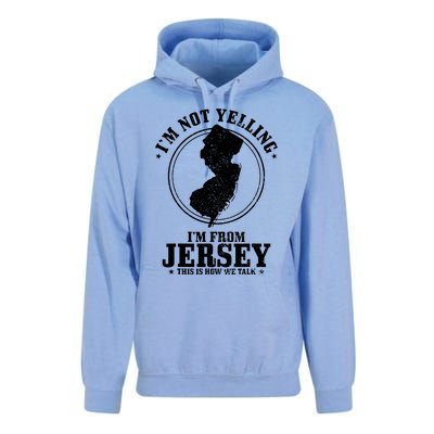 Im Not Yelling Im From New Jersey Funny State Map Pride Unisex Surf Hoodie