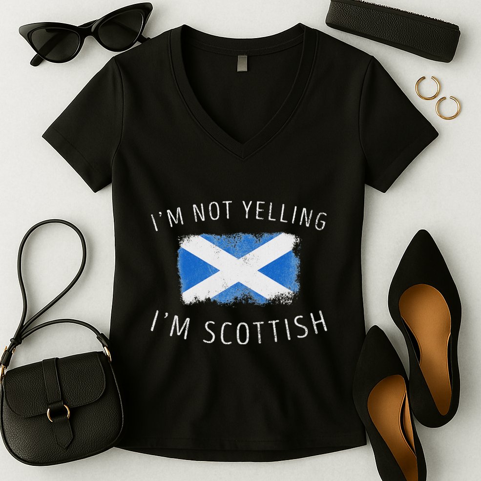 IM Not Yelling IM Scottish Funny Scotland Pride Women's V-Neck T-Shirt