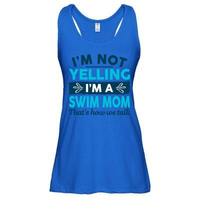 I'm Not Yelling I'm A Swim Mom Funny Swimmer Mother Swimming Gift Ladies Essential Flowy Tank