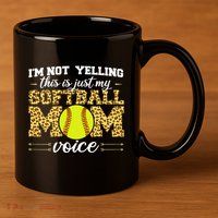 I'm not yelling This is Softball Mom voice Leopard 11oz C Handle Ceramic Mug