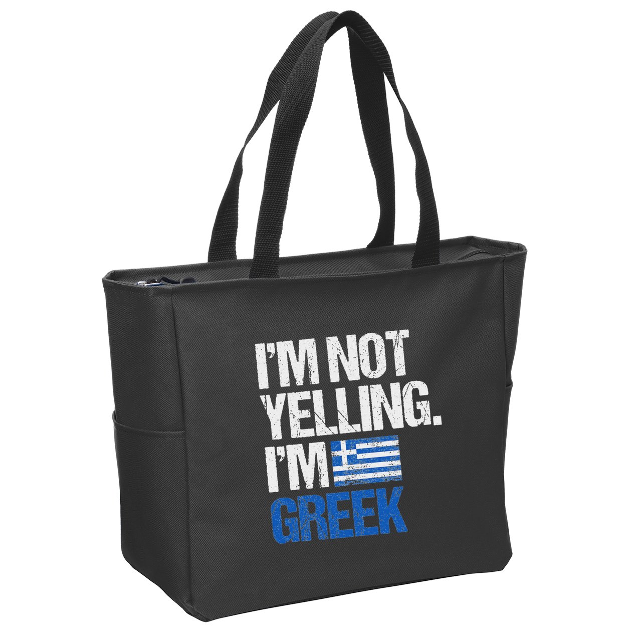 IM Not Yelling Im Greek Zip Tote Bag