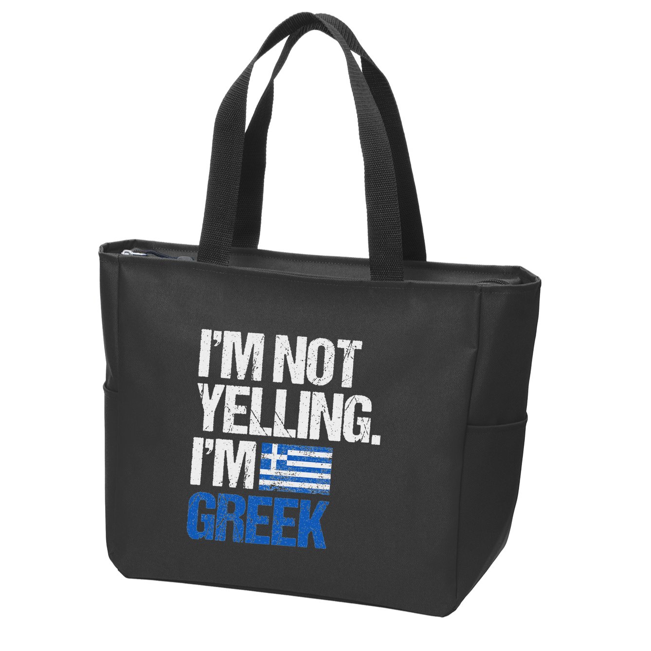 IM Not Yelling Im Greek Zip Tote Bag