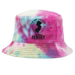 IM Not Yelling IM From New Jersey Funny State Map Pride Tie-Dyed Bucket Hat