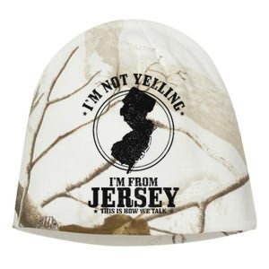 IM Not Yelling IM From New Jersey Funny State Map Pride Kati - Camo Knit Beanie