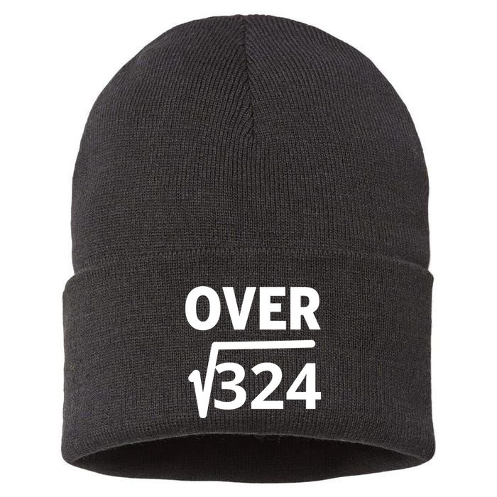 IM Over 18 Funny Square Root Math Design Sustainable Knit Beanie