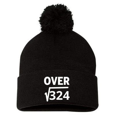 IM Over 18 Funny Square Root Math Design Pom Pom 12in Knit Beanie