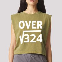IM Over 18 Funny Square Root Math Design Garment-Dyed Women's Muscle Tee
