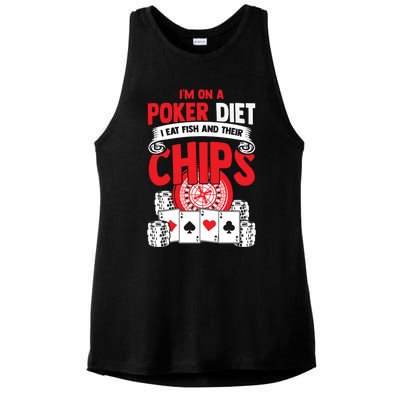 I'm on a poker diet I eat fish and their chips cards Ladies PosiCharge Tri-Blend Wicking Tank