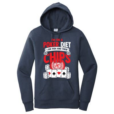 I'm on a poker diet I eat fish and their chips cards Women's Pullover Hoodie