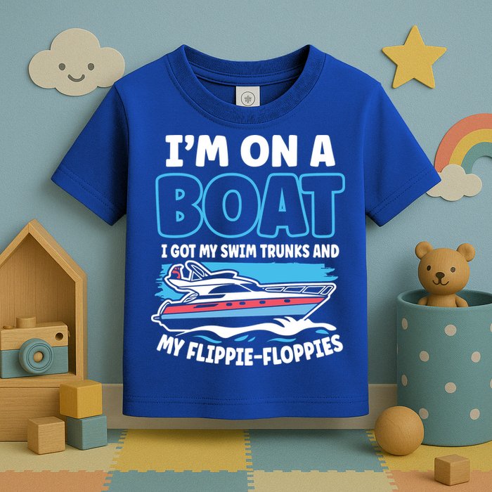 Im On A Boat I Got My Swim Trunks And My Floppies Toddler T-Shirt