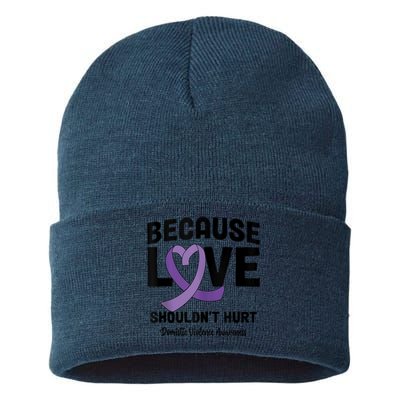 In October Awareness Domestic Violence Awareness Purple Sustainable Knit Beanie