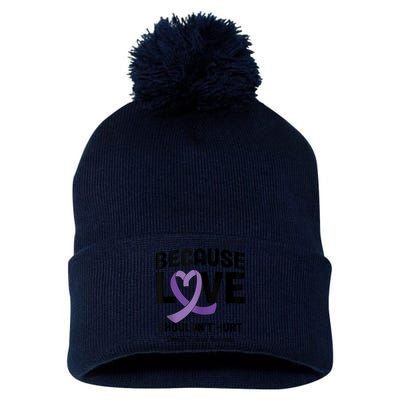 In October Awareness Domestic Violence Awareness Purple Pom Pom 12in Knit Beanie