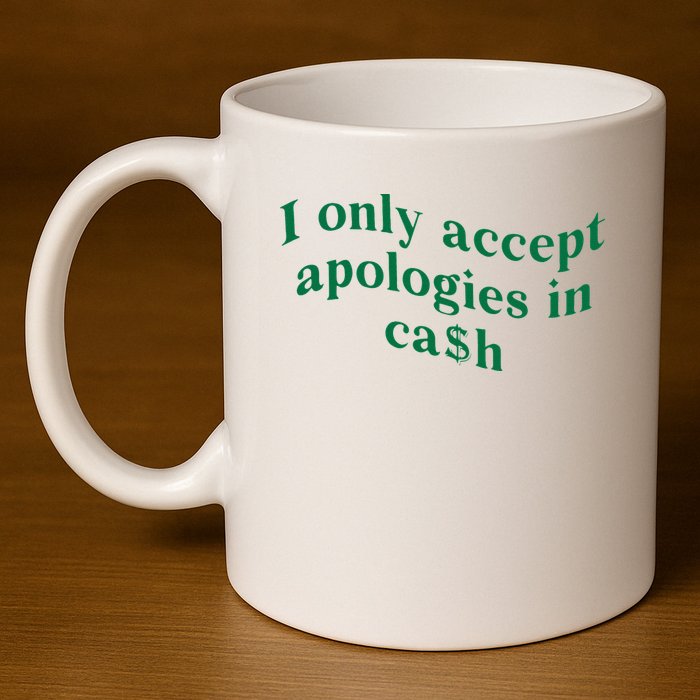 I Only Accept Apologies In Cash 11oz C Handle Ceramic Mug