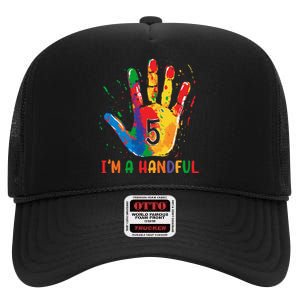 IM Officially A Handful 5th Cute Five Birthday Party High Crown Mesh Back Trucker Hat