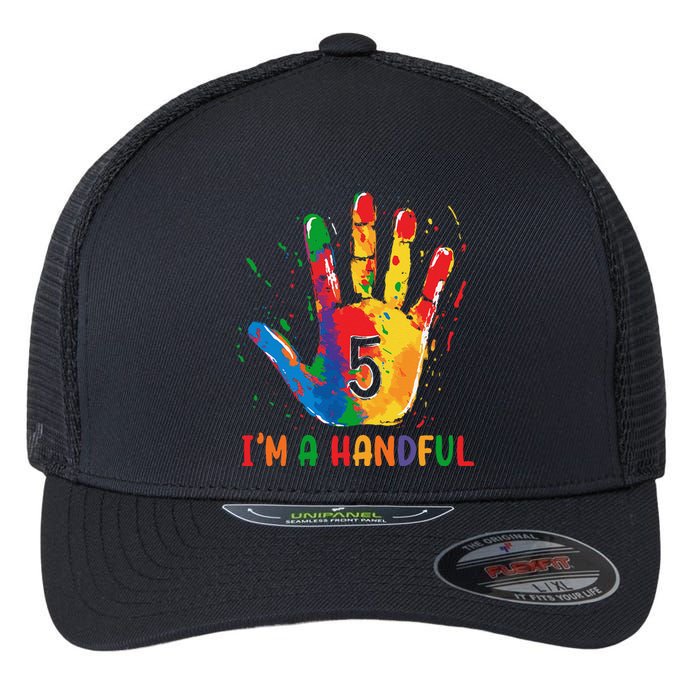 IM Officially A Handful 5th Cute Five Birthday Party Flexfit Unipanel Trucker Cap