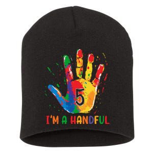 IM Officially A Handful 5th Cute Five Birthday Party Short Acrylic Beanie