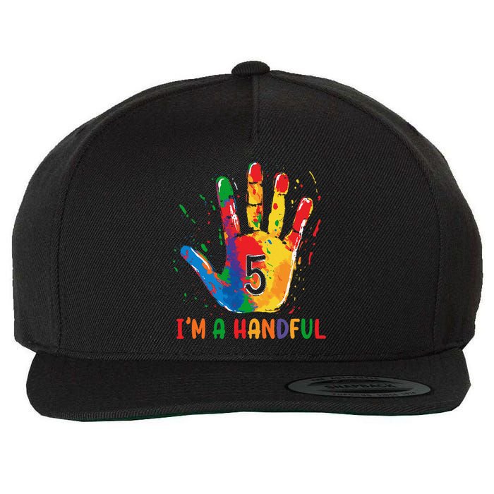 IM Officially A Handful 5th Cute Five Birthday Party Wool Snapback Cap