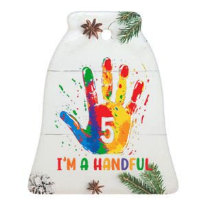 IM Officially A Handful 5th Cute Five Birthday Party Ceramic Bell Ornament