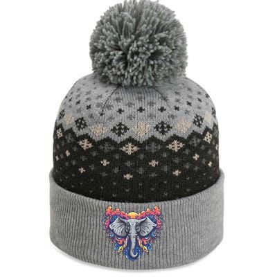 Illustration Of An Elephant Sunrise The Baniff Cuffed Pom Beanie