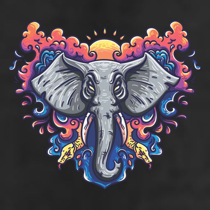 Illustration Of An Elephant Sunrise Adult Drive Performance Visor