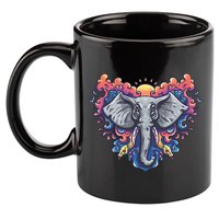Illustration Of An Elephant Sunrise 11oz C Handle Ceramic Mug