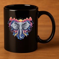 Illustration Of An Elephant Sunrise 11oz C Handle Ceramic Mug