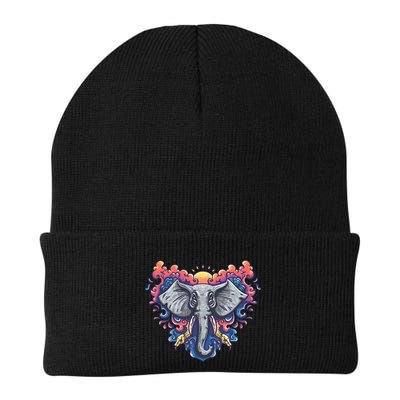 Illustration Of An Elephant Sunrise Beanie