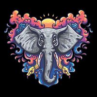 Illustration Of An Elephant Sunrise Drawstring Bag