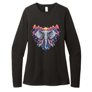 Illustration Of An Elephant Sunrise Womens CVC Long Sleeve Shirt