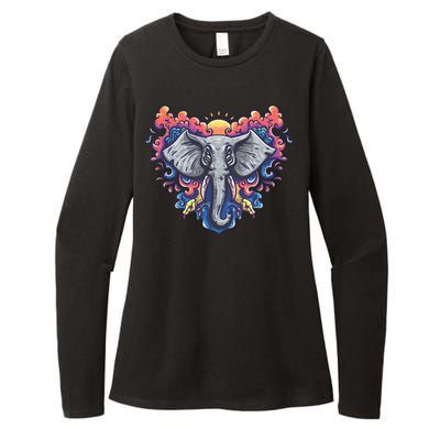 Illustration Of An Elephant Sunrise Womens CVC Long Sleeve Shirt