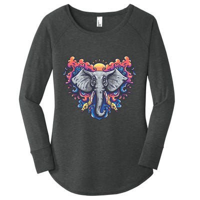 Illustration Of An Elephant Sunrise Women's Perfect Tri Tunic Long Sleeve Shirt