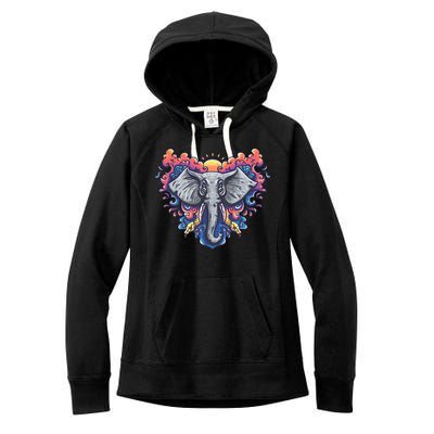 Illustration Of An Elephant Sunrise Women's Fleece Hoodie