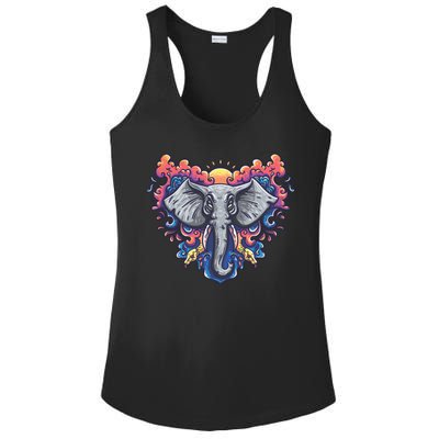 Illustration Of An Elephant Sunrise Ladies PosiCharge Competitor Racerback Tank