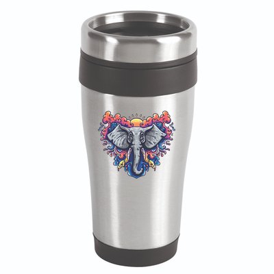 Illustration Of An Elephant Sunrise 16oz Travel Tumbler
